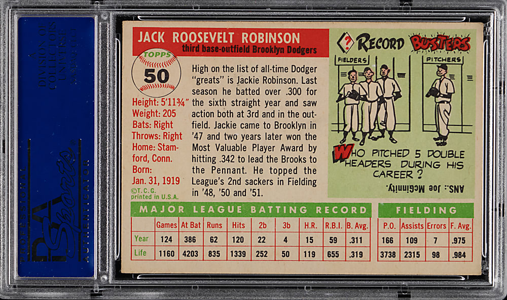 1955 Topps #50 Jackie Robinson PSA EX-MT 6