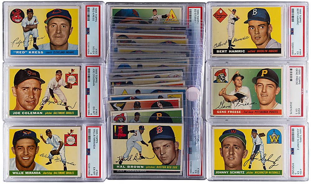 1955 Topps High-Grade Partial Set (156/206) with (37) PSA Graded Including (4) Hall of Famers & Several High Numbers