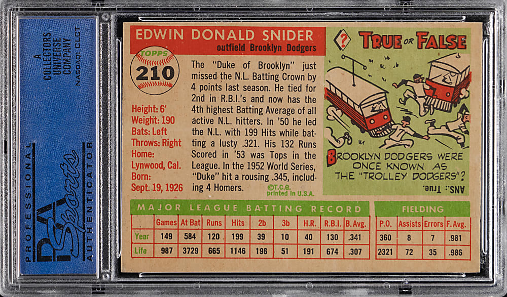 1955 Topps #210 Duke Snider PSA EX-MT 6