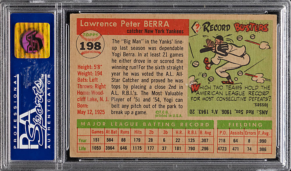 1955 Topps #198 Yogi Berra PSA EX-MT 6