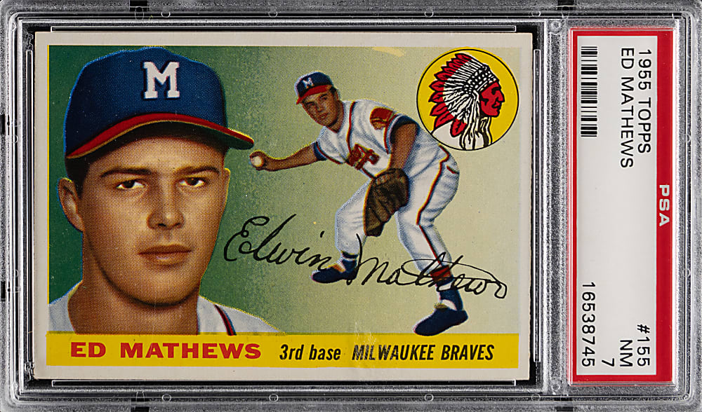 1955 Topps #155 Eddie Mathews PSA NM 7