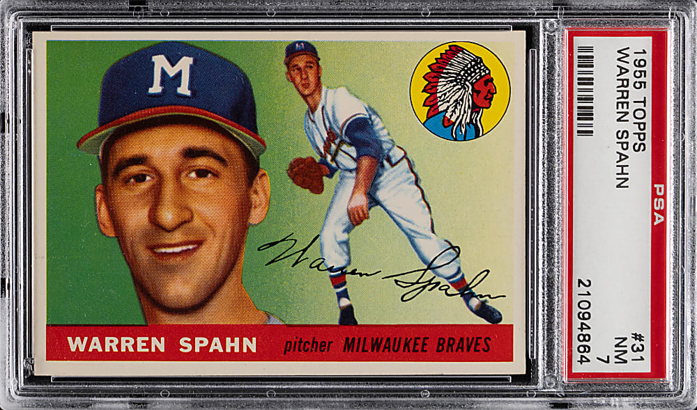 1955 Topps #31 Warren Spahn PSA NM 7
