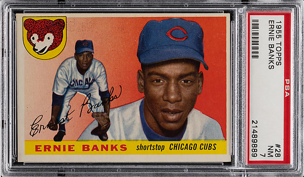 1955 Topps #28 Ernie Banks PSA NM 7