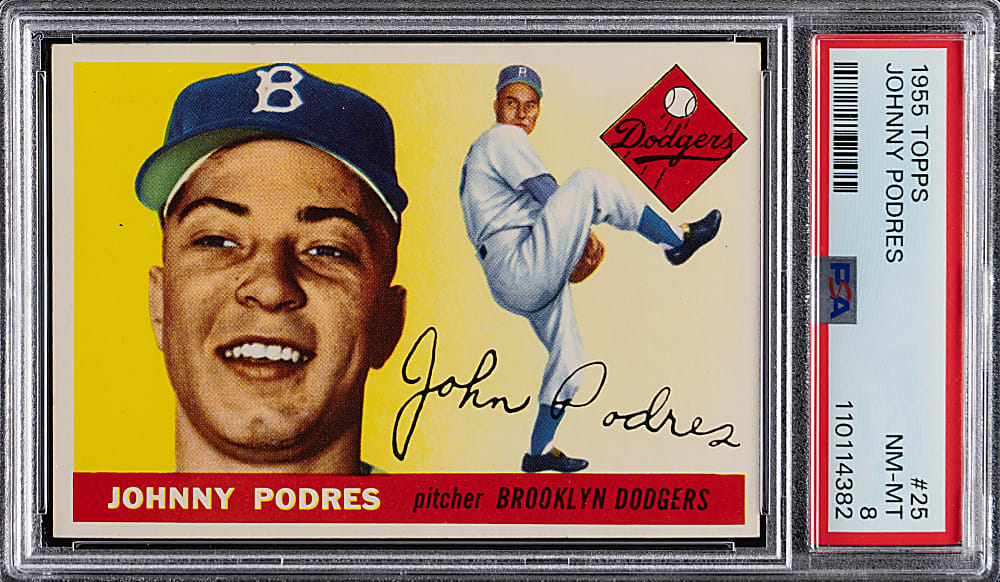 1955 Topps #25 Johnny Podres PSA NM-MT 8