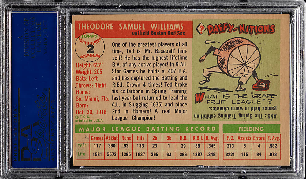 1955 Topps #2 Ted Williams PSA EX-MT 6
