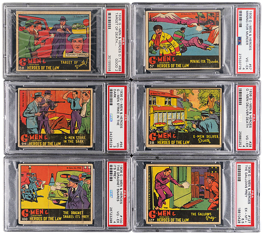 1936 R60 Gum Inc. G-Men & Heroes of the Law Near Complete Set (155/168) with (75) PSA Graded Including Several Tougher Series