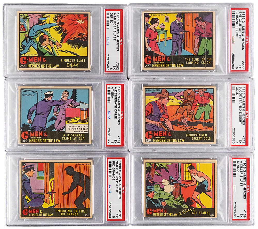 1936 R60 Gum Inc. G-Men & Heroes of the Law Near Complete Set (155/168) with (75) PSA Graded Including Several Tougher Series