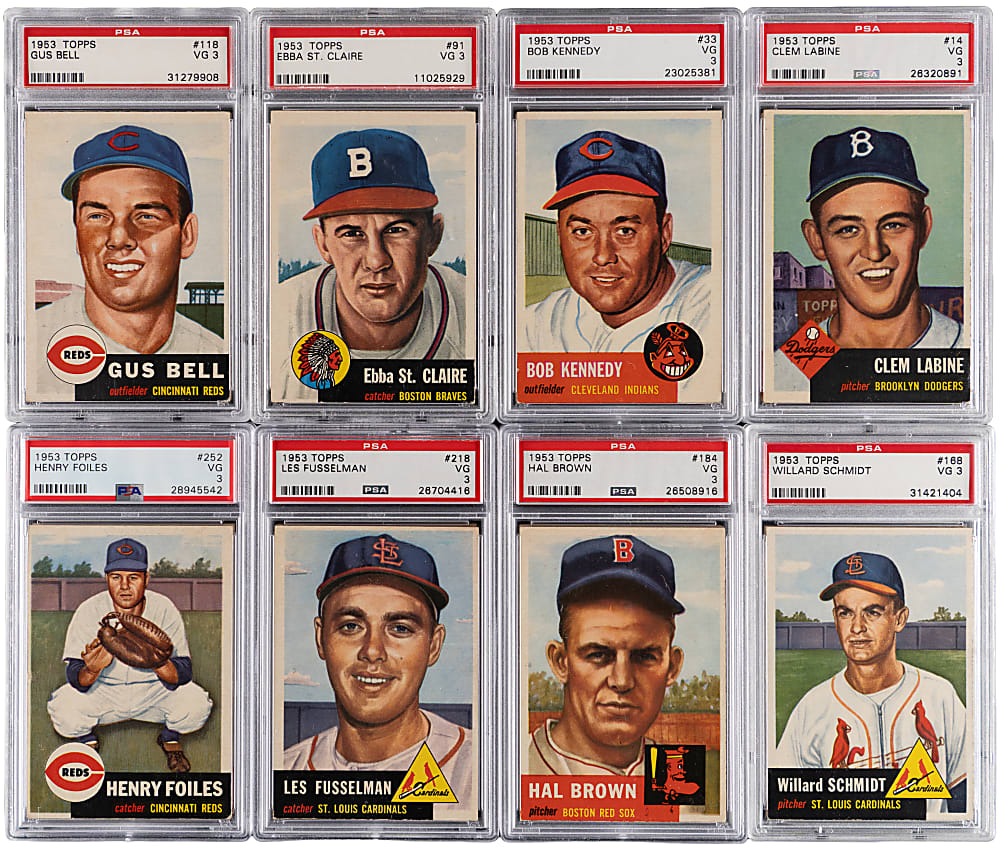 1953 Topps Hall of Fame, Star & High Number PSA VG 3 to VG+ 3.5 Graded Collection (16)