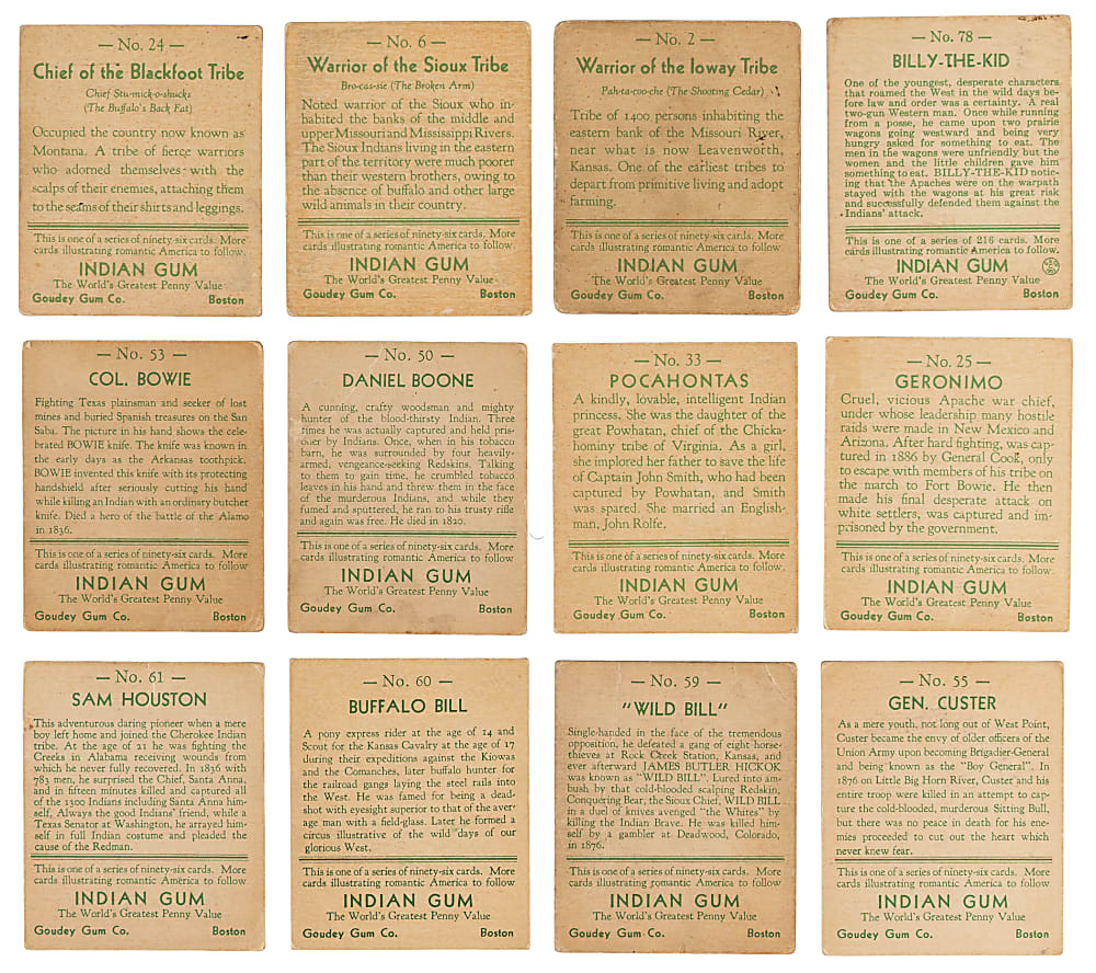 1933 R73 Goudey Indian Gum Starter Set (90/216) with Several Keys