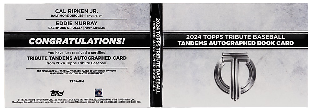 2024 Topps Tribute Tandems Autographed Booklet Cal Ripken Jr./Eddie Murray Red Parallel #4/10