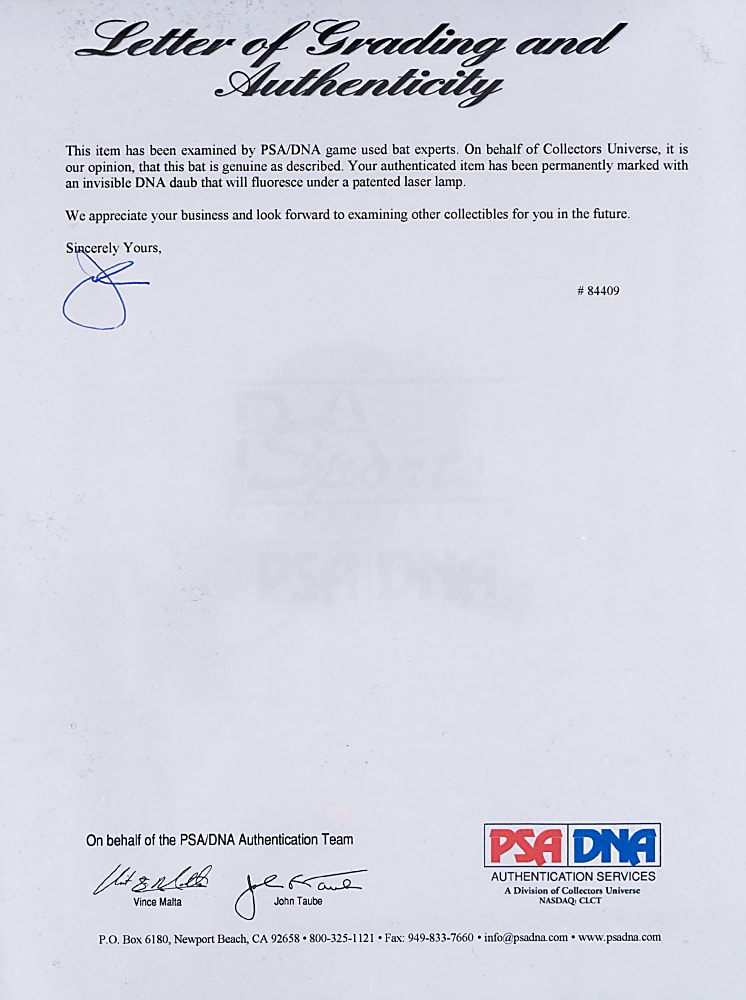 1946-1947 Ted Williams Boston Red Sox Game-Used Bat (MVP, Triple Crown, World Series Years) - PSA/DNA GU 8 & MEARS A8