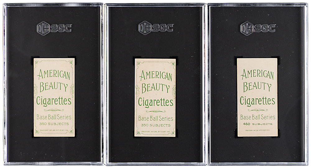 1909-1911 T206 White Border American Beauty SGC Graded Group (3) with Vic Willis