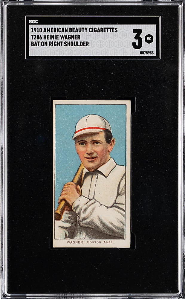 1909-1911 T206 White Border Heinie Wagner Bat on Right Shoulder SGC VG 3 - American Beauty 350 Subjects Back