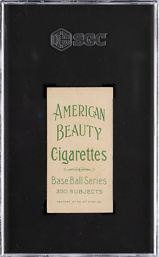 1909-1911 T206 White Border Heinie Wagner Bat on Right Shoulder SGC VG 3 - American Beauty 350 Subjects Back