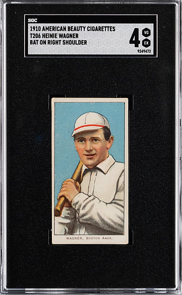 1909-1911 T206 White Border Heiner Wager Bat on Right Shoulder SGC VG/EX 4 - American Beauty 350 Subjects Back