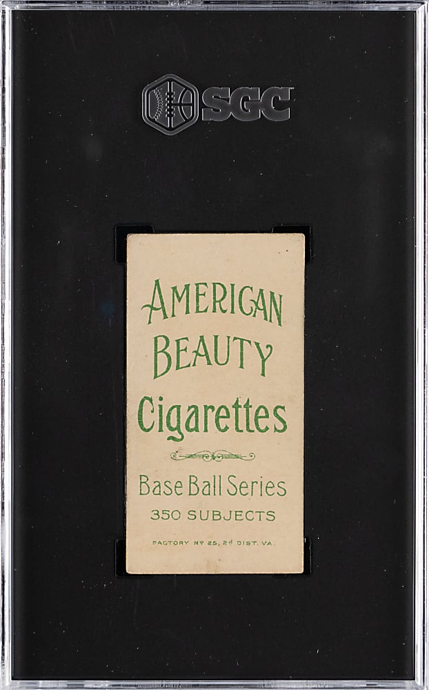 1909-1911 T206 White Border Heiner Wager Bat on Right Shoulder SGC VG/EX 4 - American Beauty 350 Subjects Back