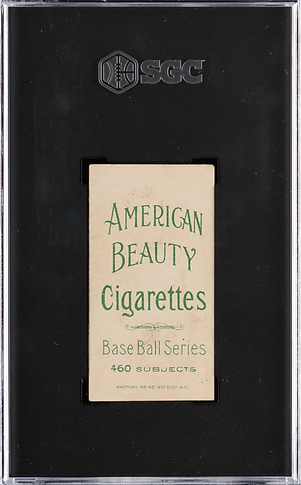 1909-1911 T206 White Border Zack Wheat SGC VG+ 3.5 - American Beauty 460 Subjects Back