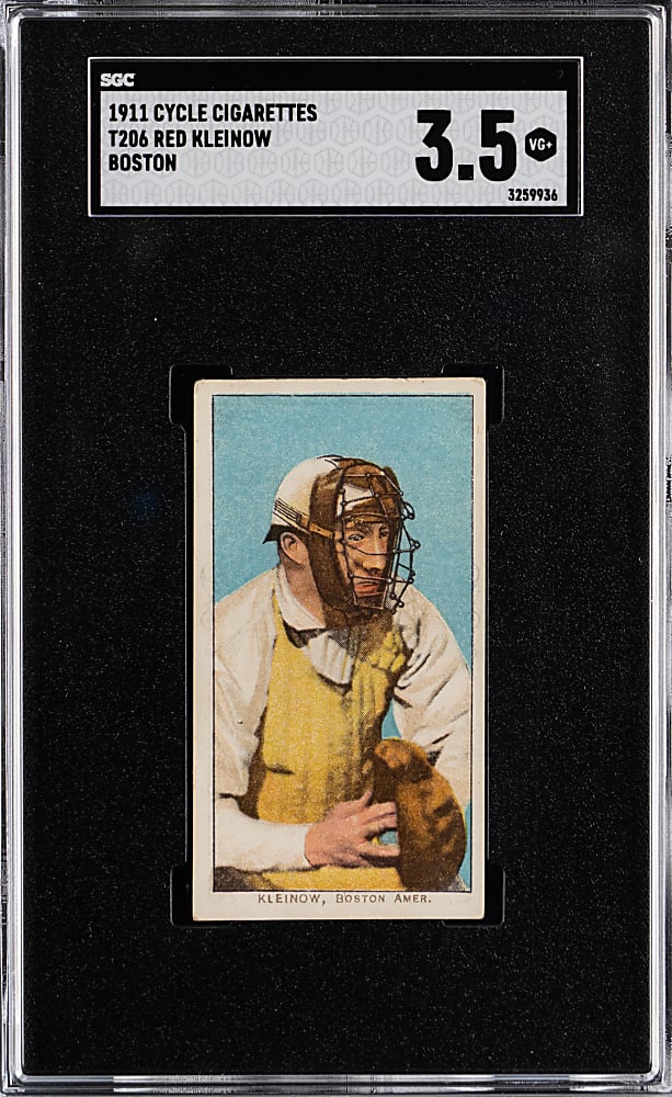 1909-1911 T206 White Border Red Kleinow Boston SGC VG+ 3.5 - Cycle 460 Subjects Back