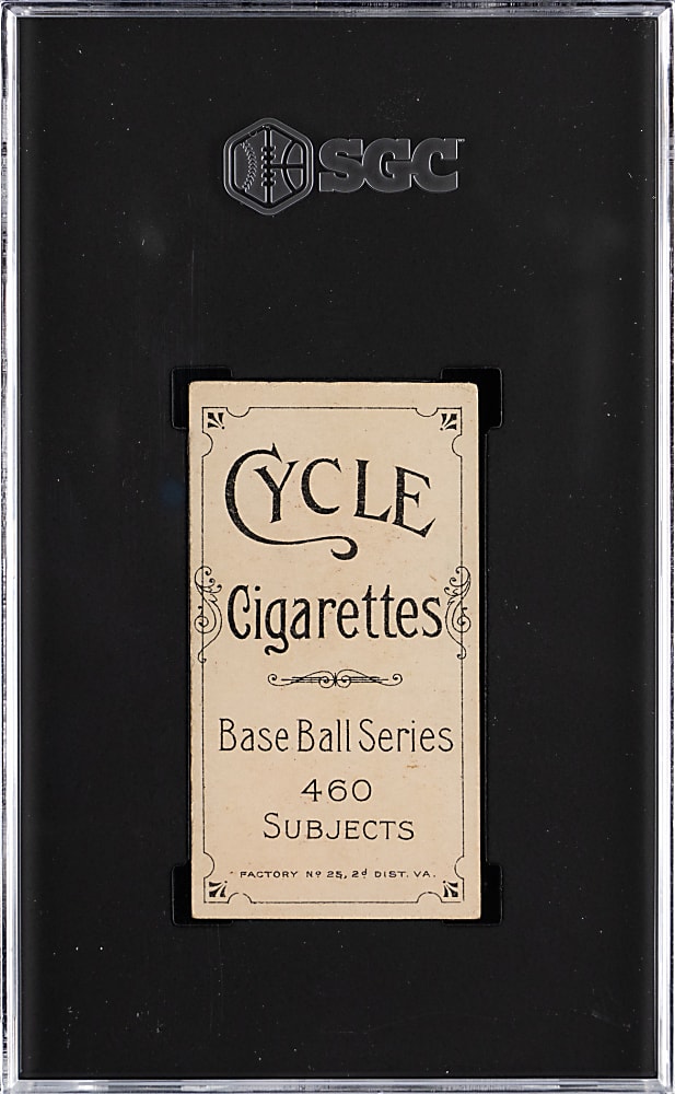 1909-1911 T206 White Border Red Kleinow Boston SGC VG+ 3.5 - Cycle 460 Subjects Back