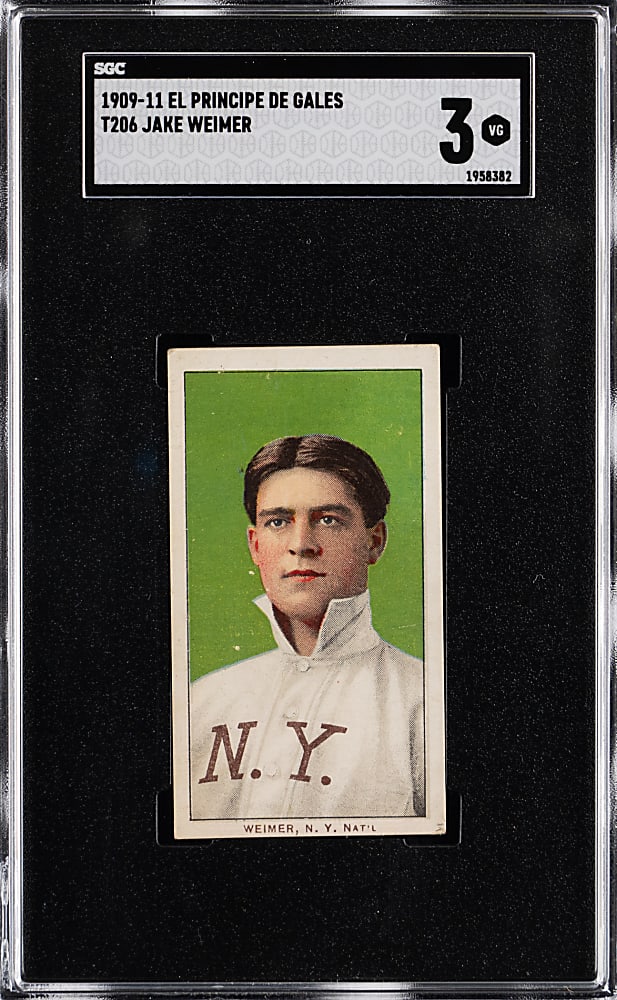 1909-1911 T206 White Border Jake Weimer SGC VG 3 - El Principe De Gales Back