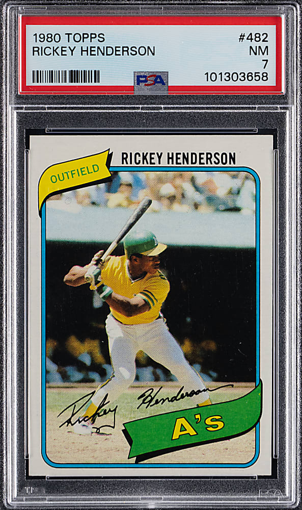 1980 Topps #482 Rickey Henderson Rookie PSA NM 7