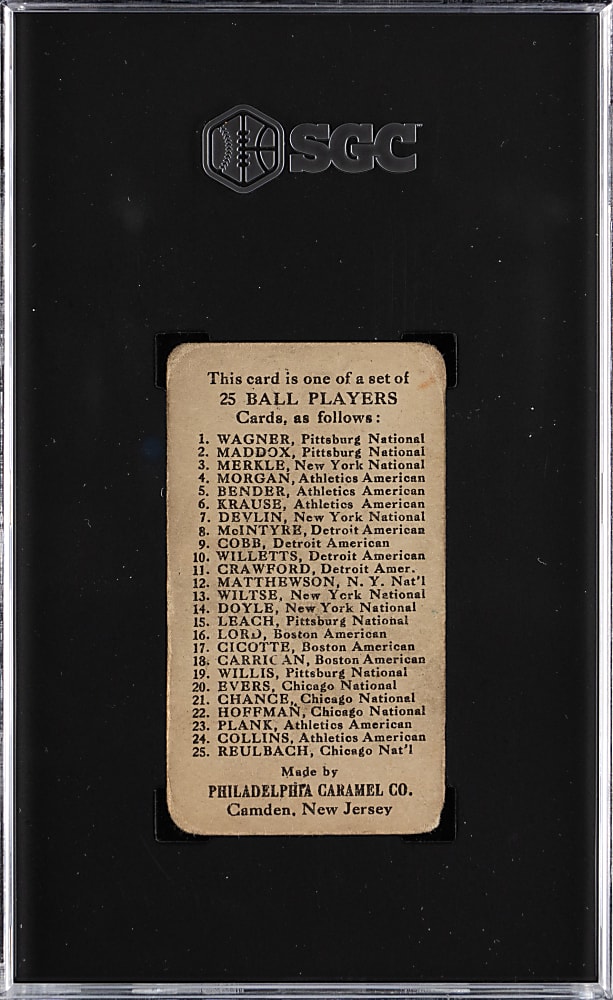 1909 E95 Philadelphia Caramel Sam Crawford SGC GOOD+ 2.5