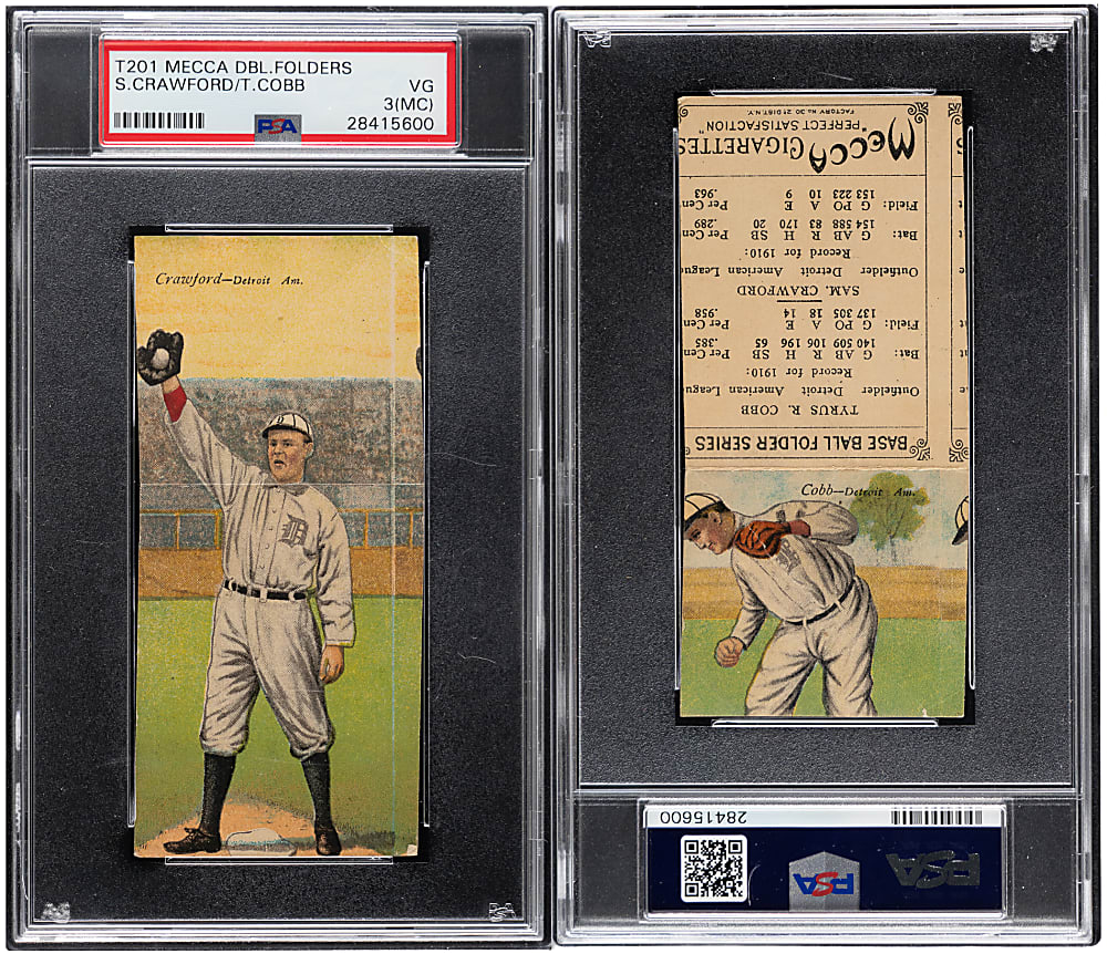 1911 T201 Mecca Double Folders Ty Cobb/Sam Crawford PSA VG 3 (mc)