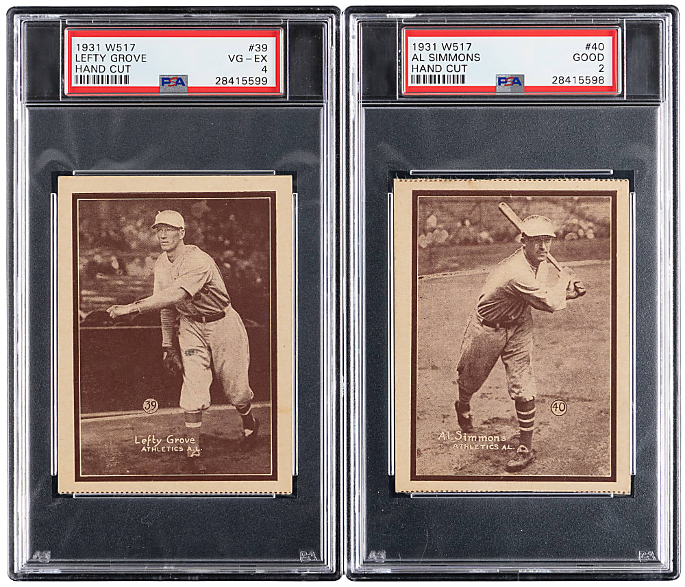 1931 W517 Philadelphia Athletics Hall of Fame PSA Graded Pair with #39 Lefty Grove & #40 Al Simmons