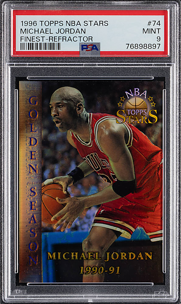 1996 Topps NBA Stars #74 Michael Jordan Finest Refractor PSA MINT 9