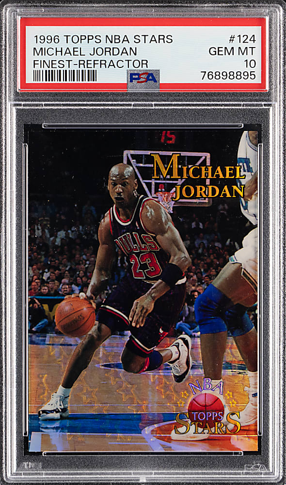 1996 Topps NBA Stars #124 Michael Jordan Finest Refractor PSA GEM MINT 10