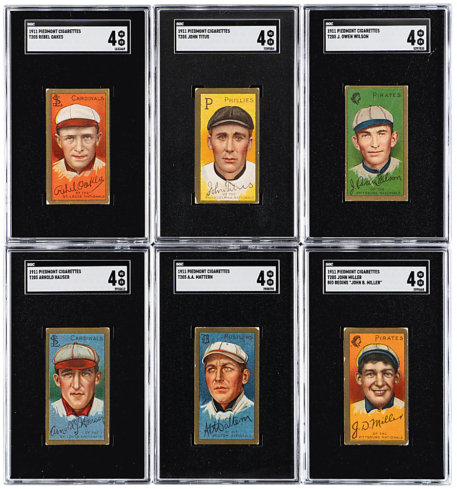 1911 T205 Gold Border SGC VG/EX 4 Graded Group (6)