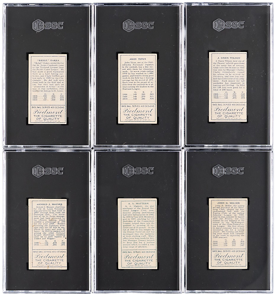 1911 T205 Gold Border SGC VG/EX 4 Graded Group (6)