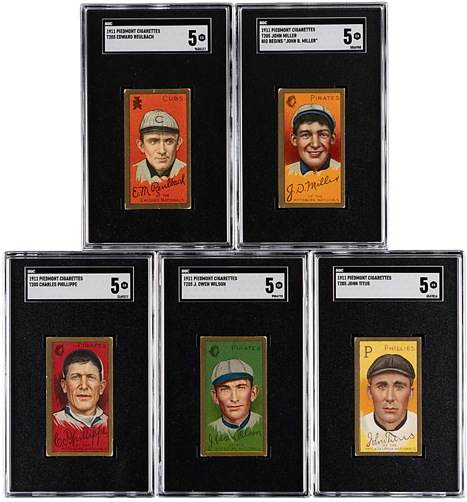1911 T205 Gold Border SGC EX 5 Graded Collection (11)