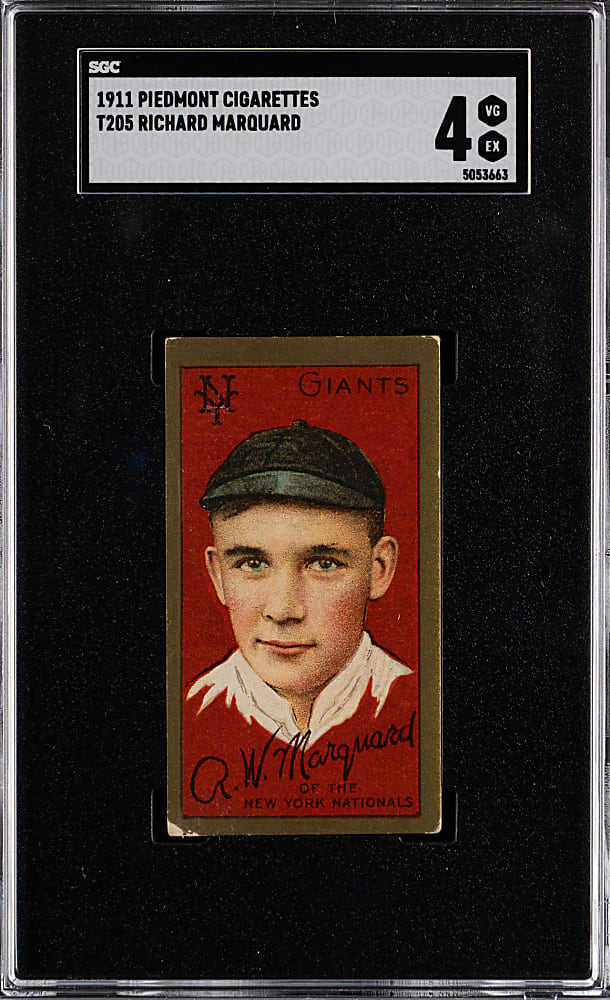 1911 T205 Gold Border Rube Marquard SGC VG/EX 4