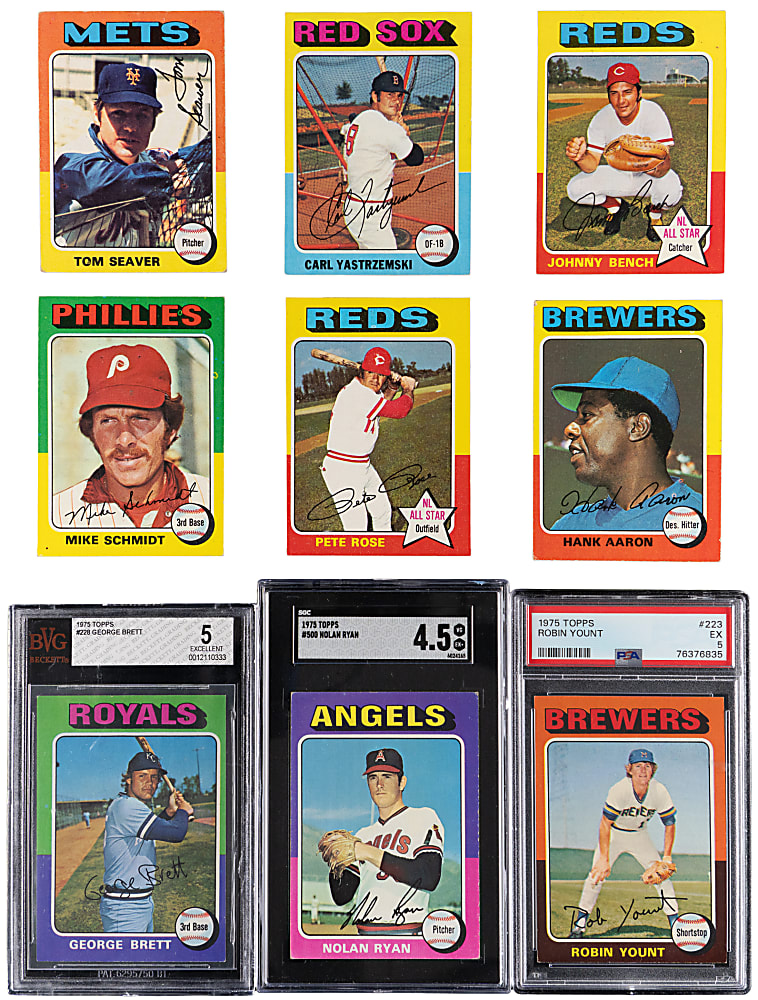 1975 Topps Complete Set (660) with (3) Graded Hall of Famers