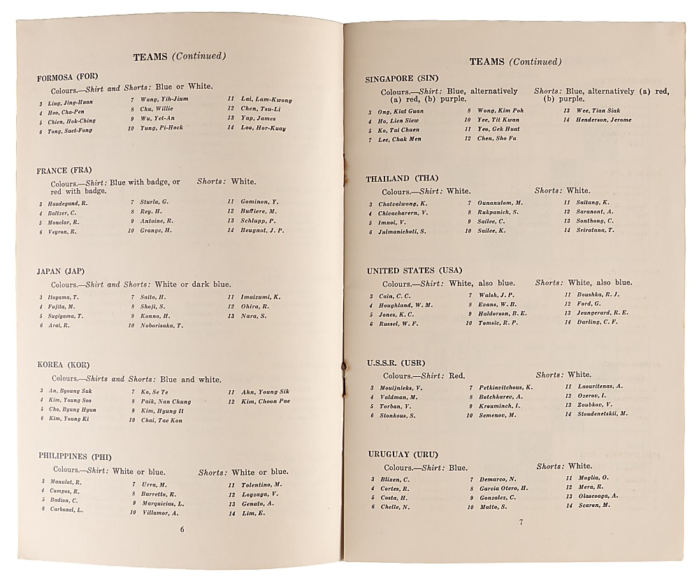 1956 Official Melbourne Olympic Games Basketball Program with Team USA Featuring Bill Russell & K.C. Jones