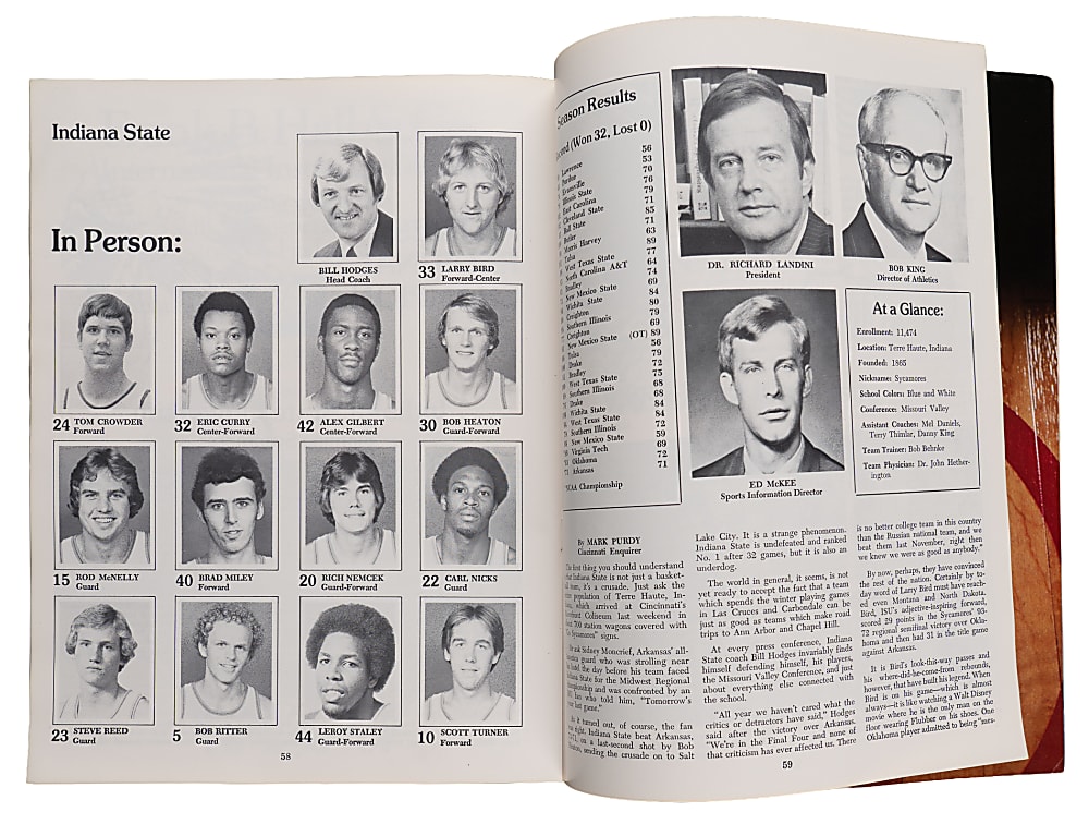 March 24-26, 1979 41st Annual NCAA Final Four Basketball Program with Magic Johnson Versus Larry Bird!