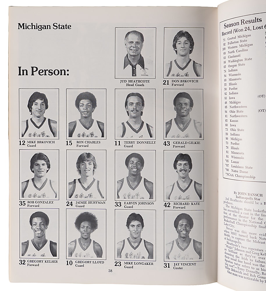 March 24-26, 1979 41st Annual NCAA Final Four Basketball Program with Magic Johnson Versus Larry Bird!