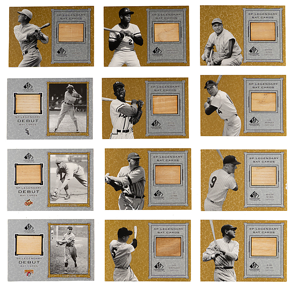 2001 SP Legendary Cuts Game-Used Bat Collection (12) with Ty Cobb, Joe Jackson & Babe Ruth