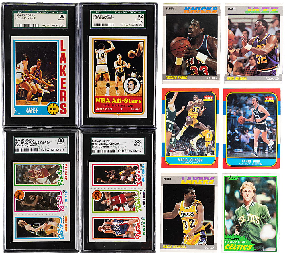 1973-1989 Topps & Fleer Basketball Star Collection (34) with (4) Graded, Various 1980 Bird/Magic & 1986-1987 Fleer Ewing Rookie