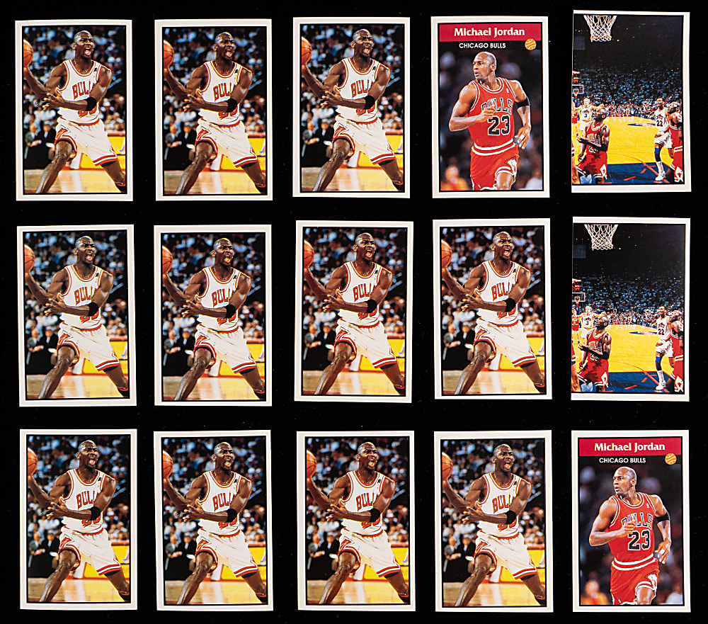 1992-1993 Panini Basketball Sticker Hoard (400+) with (49) Michael Jordan Including (12) #20 MVP Foil
