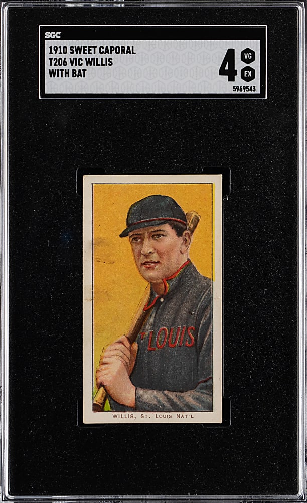 1909-1911 T206 White Border Vic Willis with Bat SGC VG/EX 4