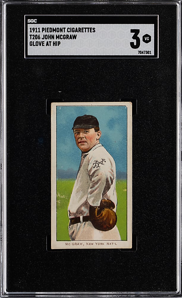1909-1911 T206 White Border John McGraw Glove at Hip SGC VG 3