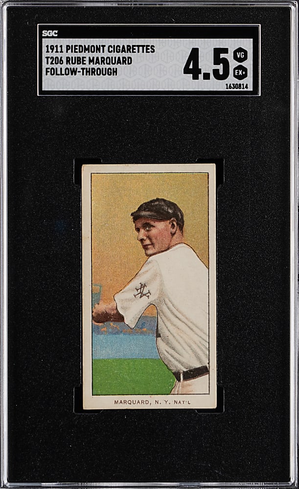 1909-1911 T206 White Border Rube Marquard Follow-Through SGC VG/EX+ 4.5