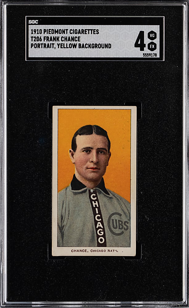 1909-1911 T206 White Border Frank Chance Portrait, Yellow Background SGC VG/EX 4
