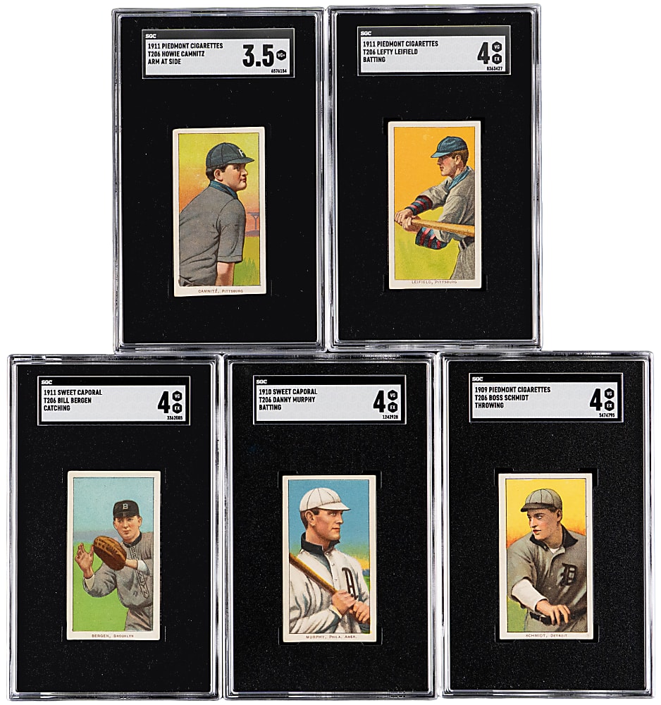 1909-1911 T206 White Border SGC VG+ 3.5 or VG/EX 4 Graded Group (5)