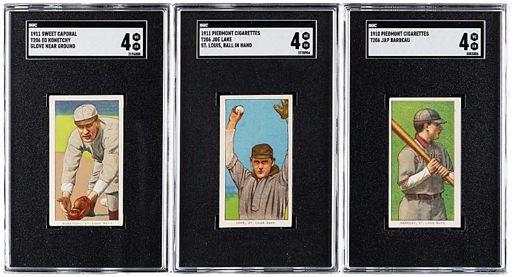 1909-1911 T206 White Border St. Louis Player SGC VG/EX 4 Graded (3)
