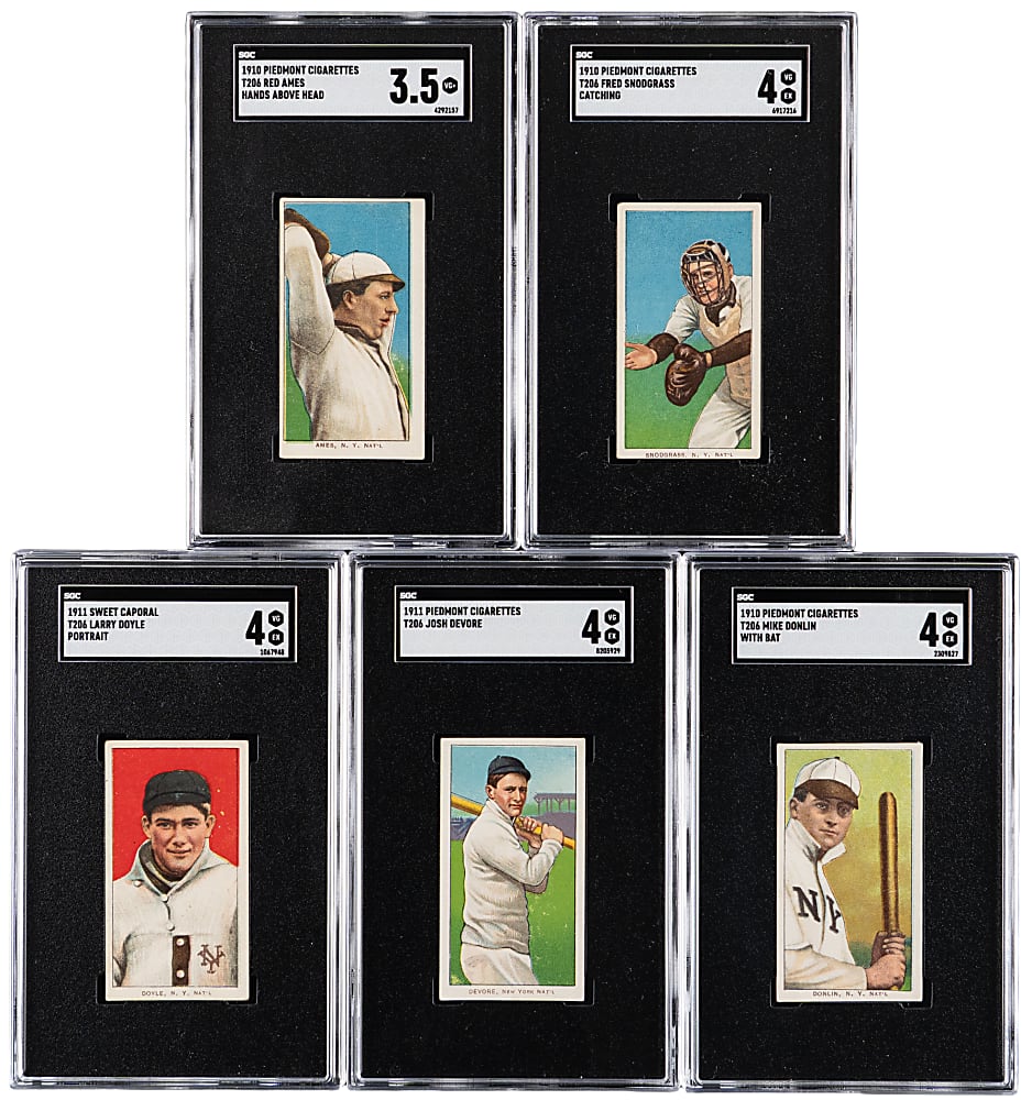 1909-1911 T206 White Border New York Giants SGC VG+ 3.5 to VG/EX 4 Graded (5)