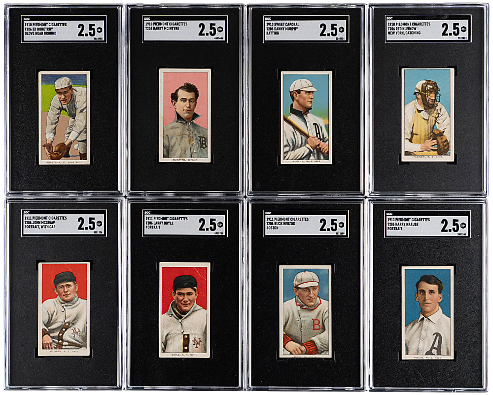1909-1911 T206 White Border SGC GOOD+ 2.5 Graded Collection (8) with John McGraw & Buck Herzog Variation