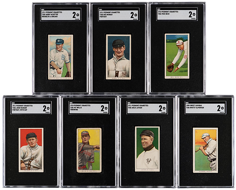 1909-1911 T206 White Border SGC GOOD 2 Graded Collection (7) with (2) Hall of Famers